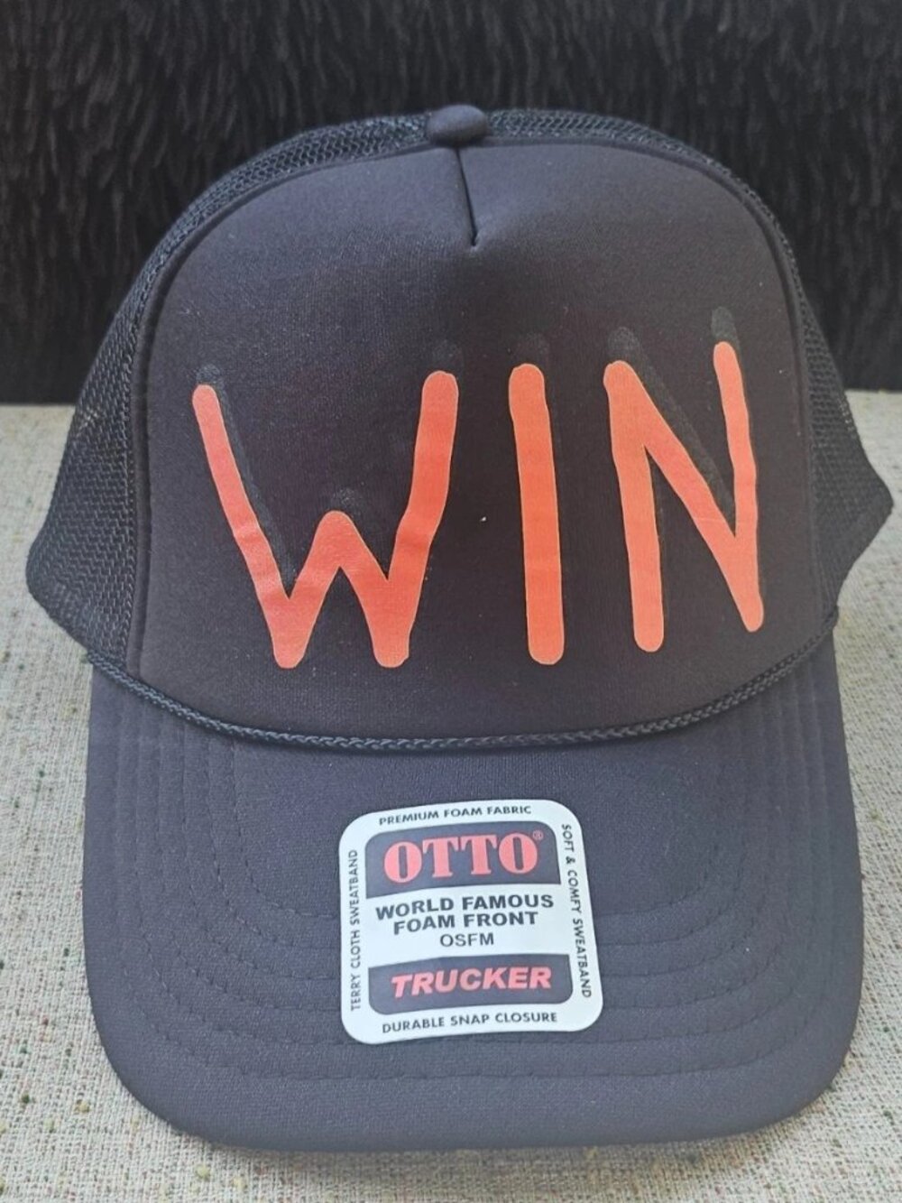 Otto Men Truck Hat Black Sport WIN Cap Foam Front Hat Trucker Hat NWT